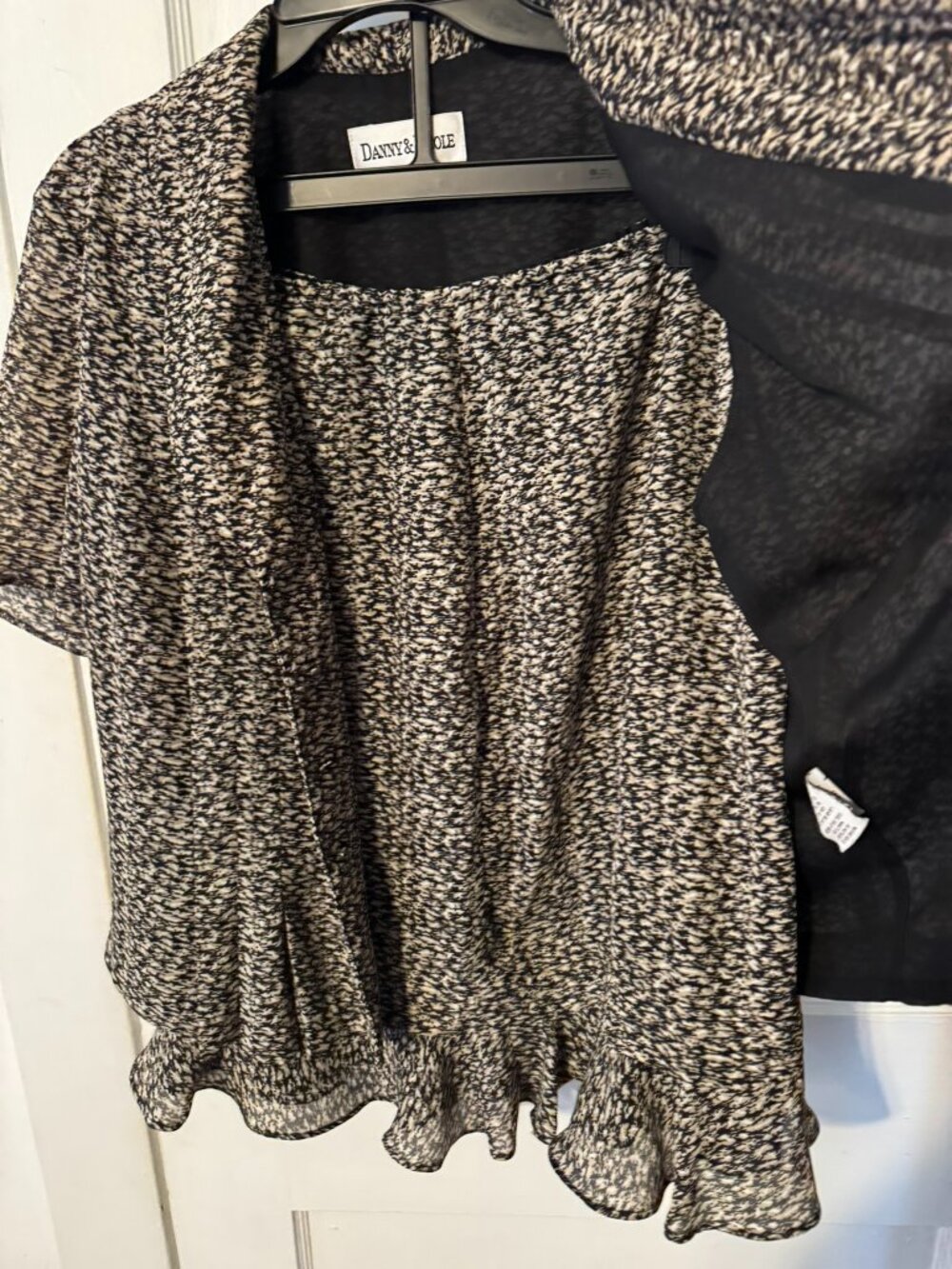 Vintage Danny & Nicole 2 Piece Skirt Set.  Black and Tan Print.  Size 14 Petite.